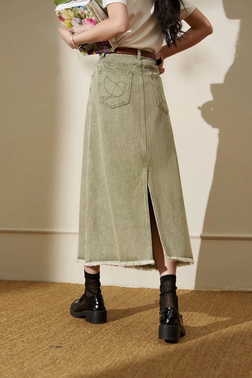 A Line Maxi Women's Denim Skirt