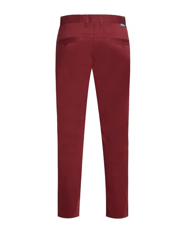 Burgundy Cotton-Stretch Chino