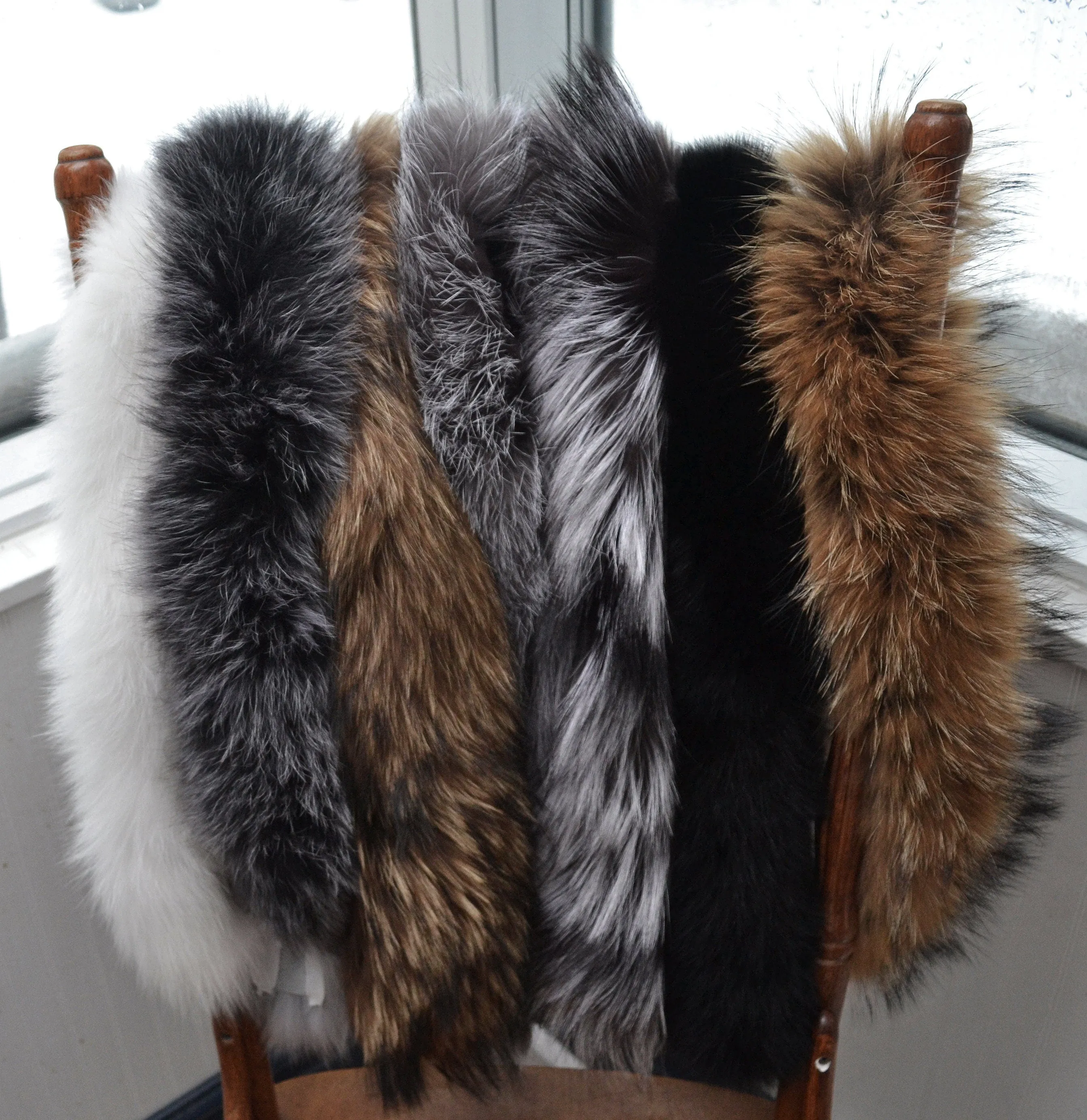 BY ORDER XXL Triple Real Fox Fur (Tail) Trim Hood, Fur collar trim, Fox Fur Collar, Fur Scarf, Fur Ruff, Fox Fur Hood, Hood Fur, stripe