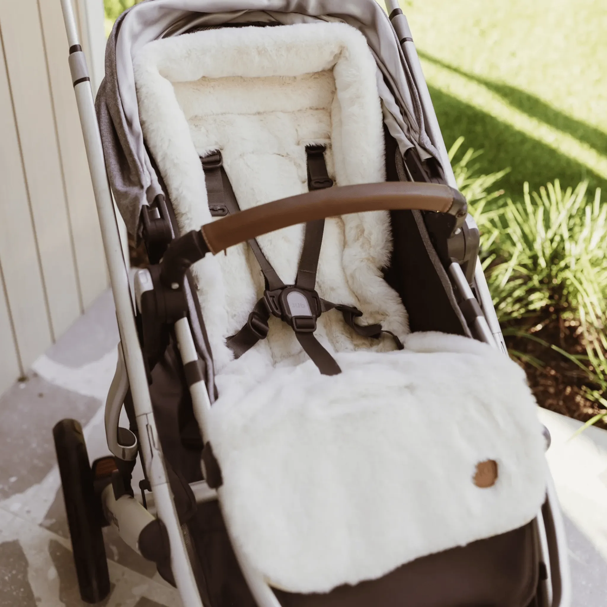 Cozy Fleece Pram Liner - Beige Gingham