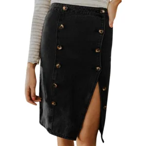 Elastic Denim Bow Casual Boot Cut Skirt