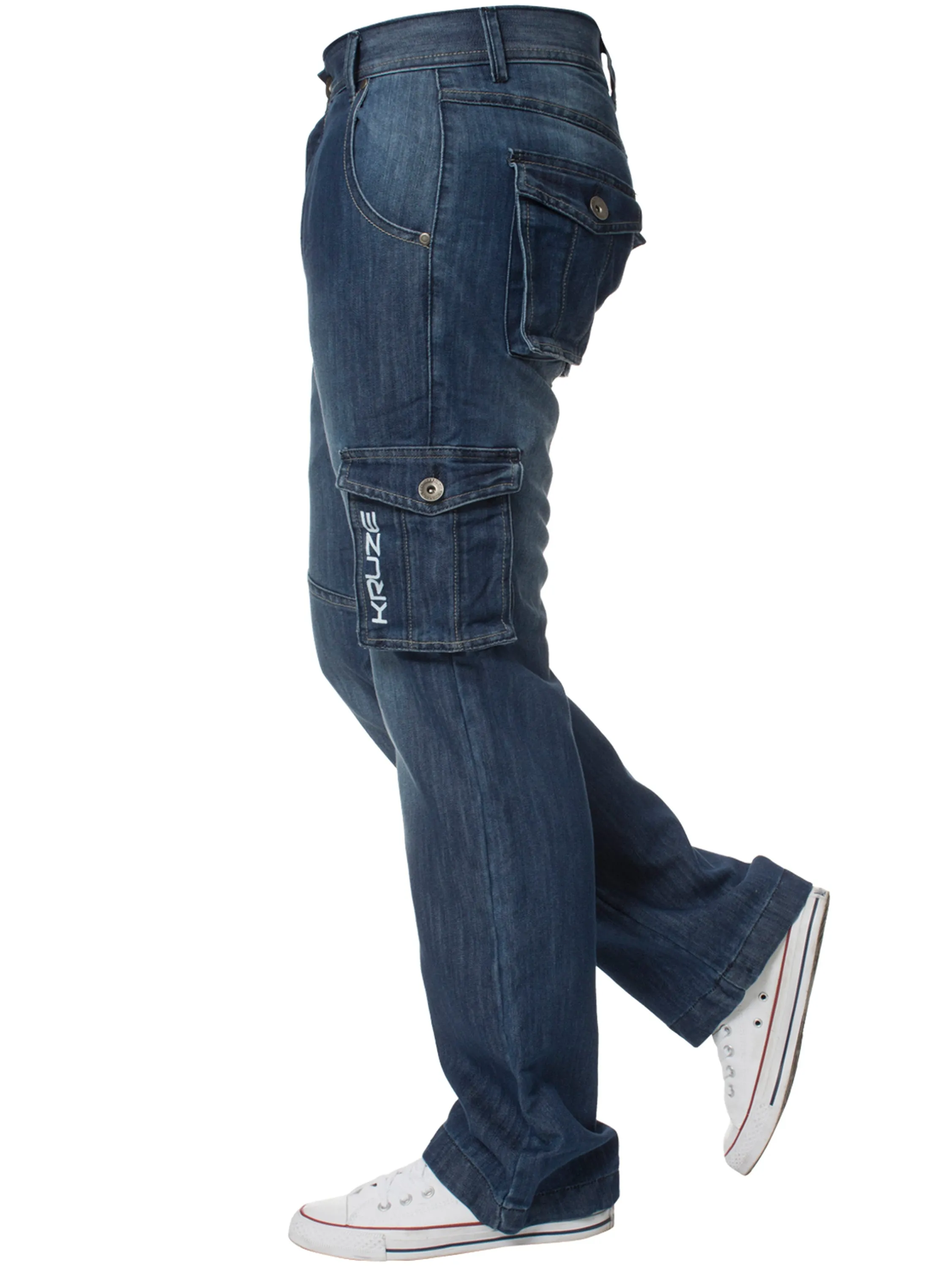 Kruze | Mens Cargo Combat Denim Jeans