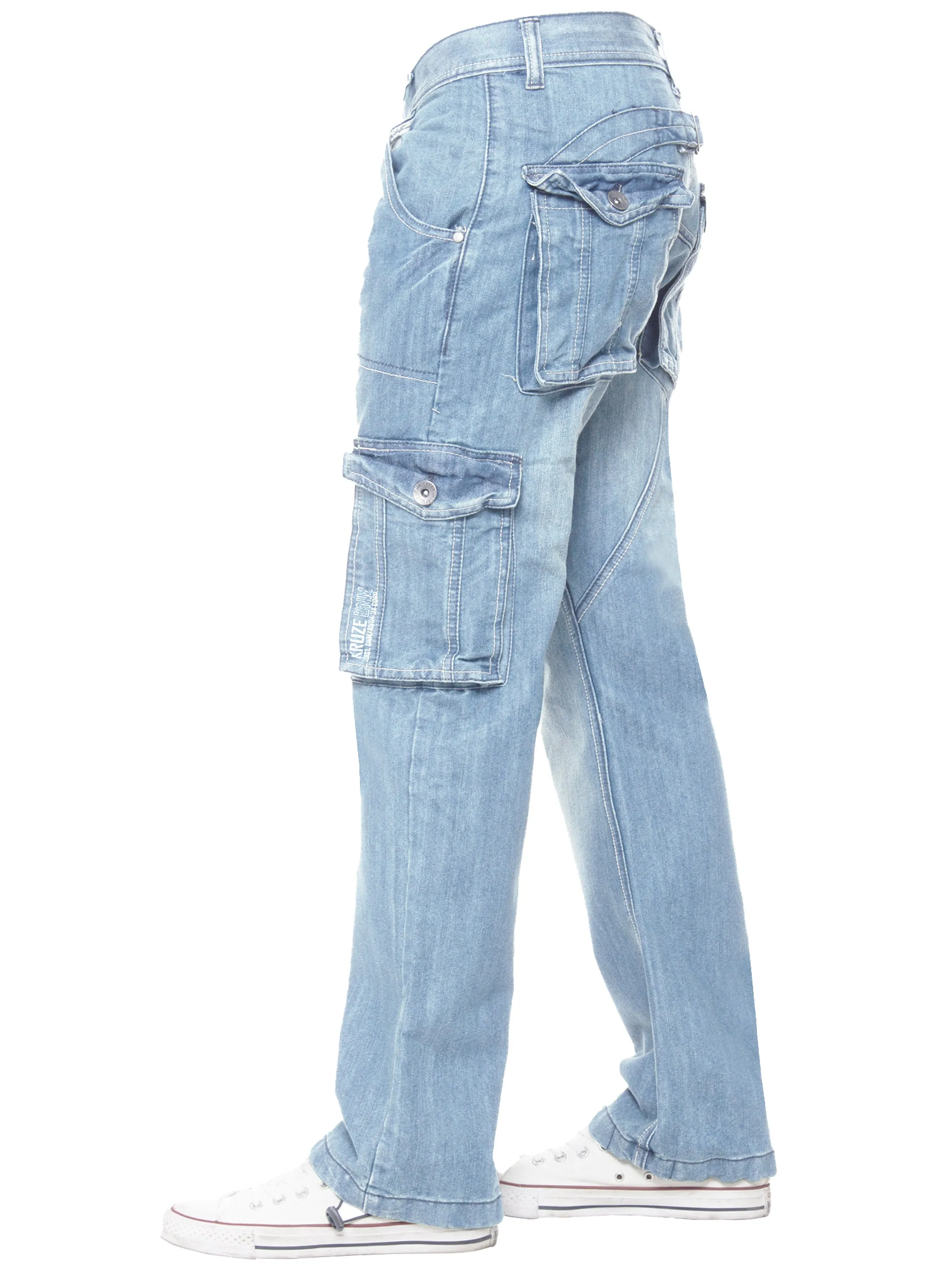 Kruze | Mens Cargo Combat Denim Jeans