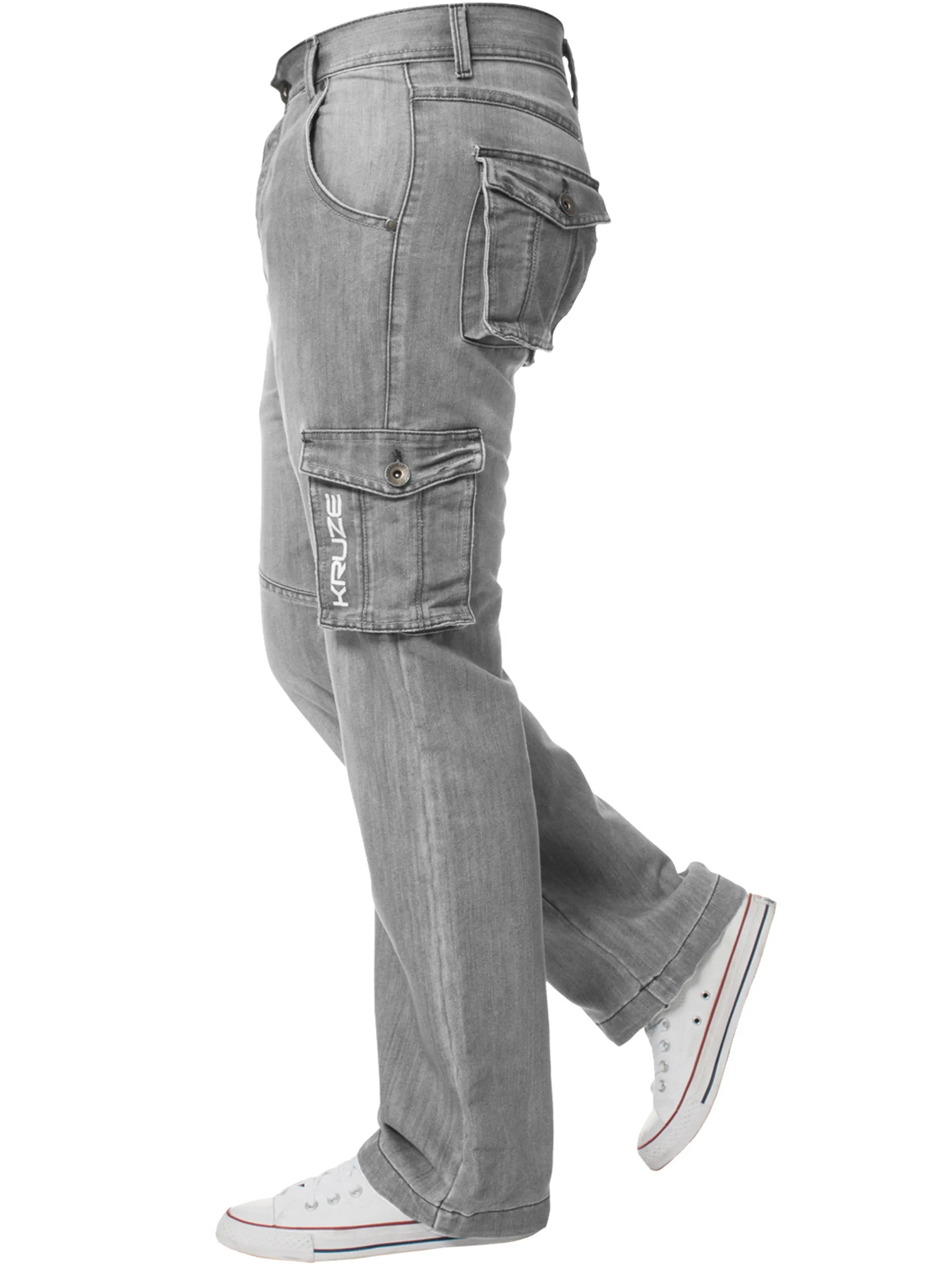 Kruze | Mens Cargo Combat Denim Jeans