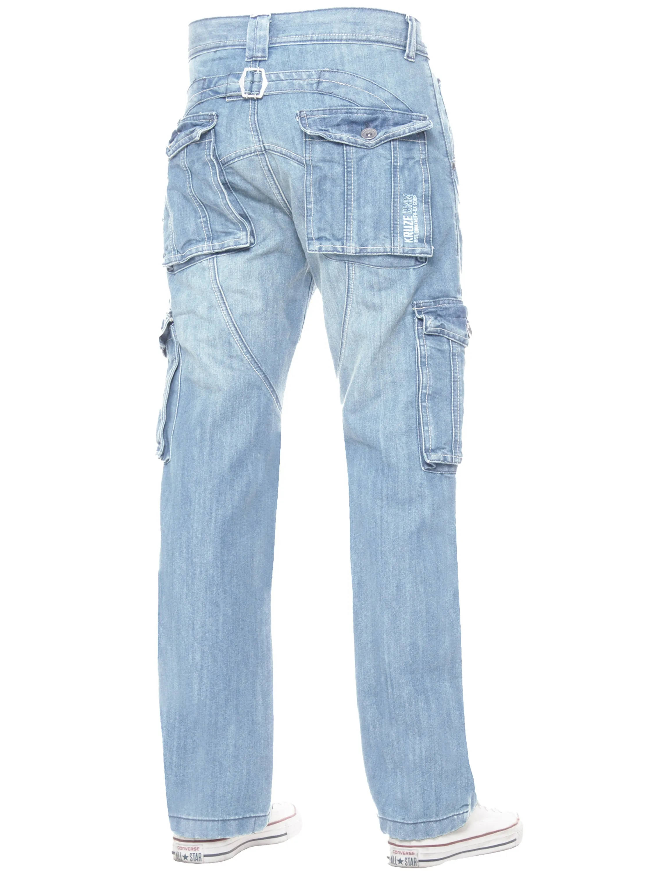 Kruze | Mens Cargo Combat Denim Jeans