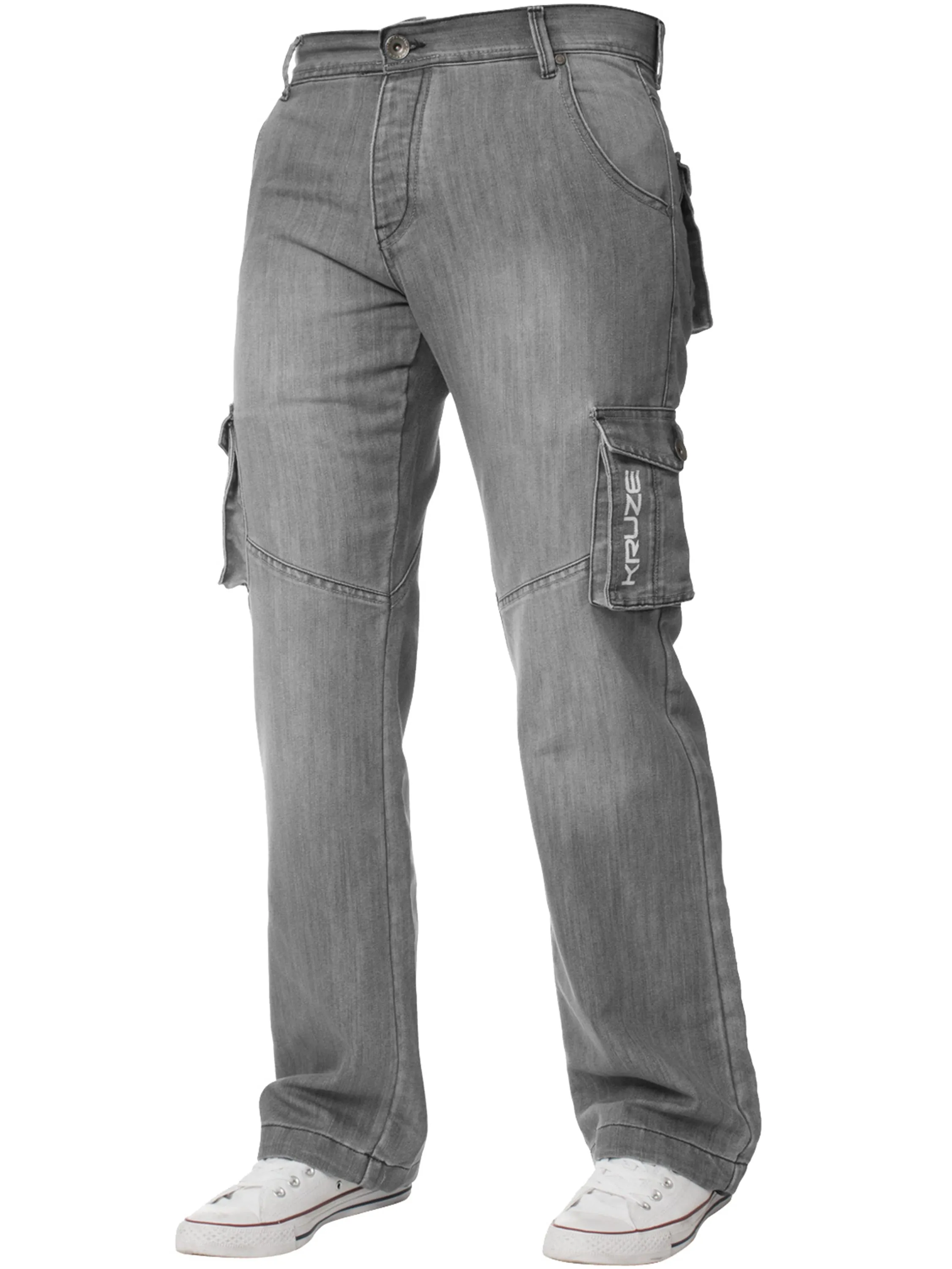 Kruze | Mens Cargo Combat Denim Jeans