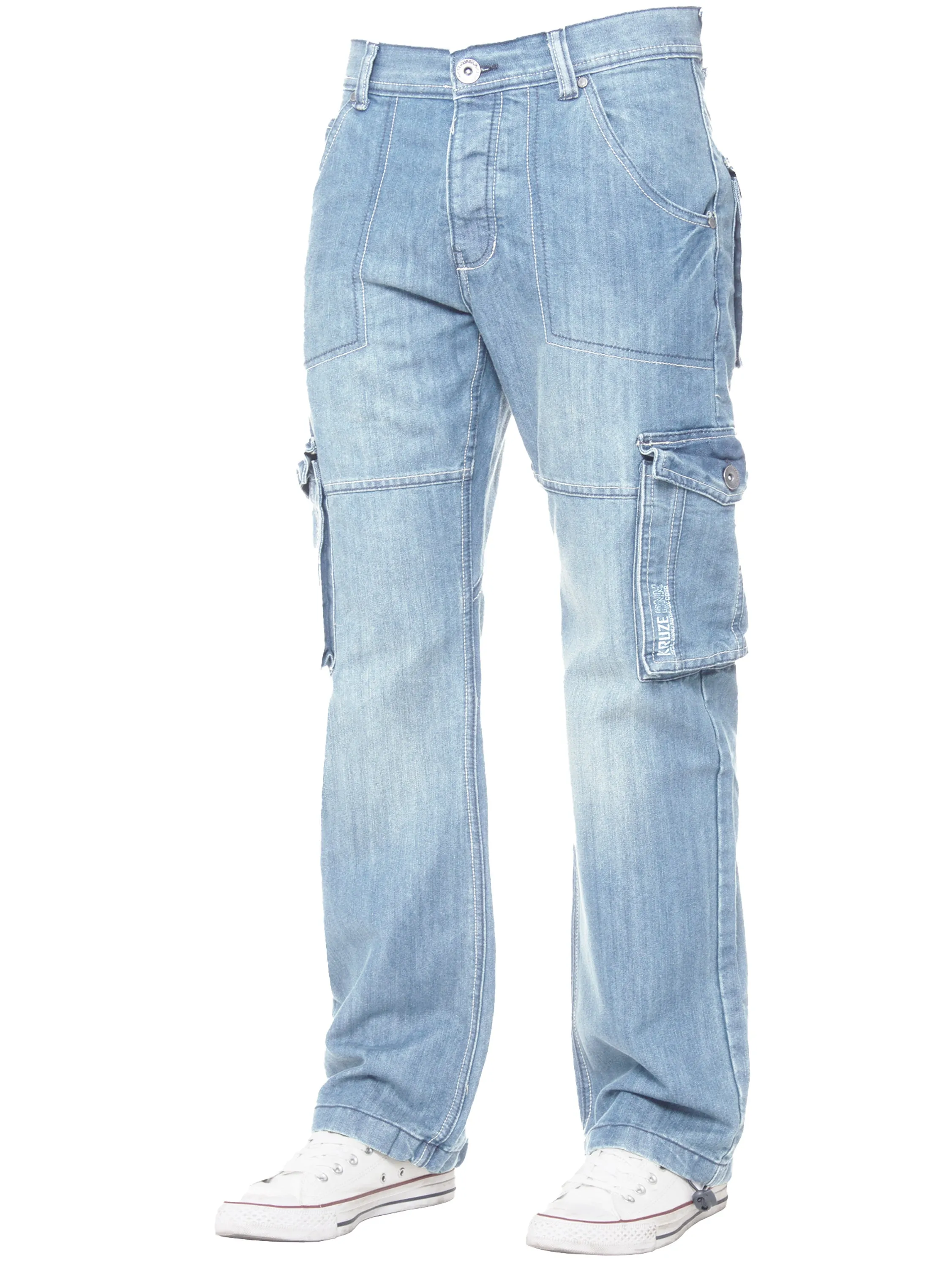 Kruze | Mens Cargo Combat Denim Jeans