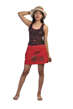 ladies-wrap-round-hippy-popper-skirt-with-colorful-prints-and-embroidery(No Exchange/ No Refund)