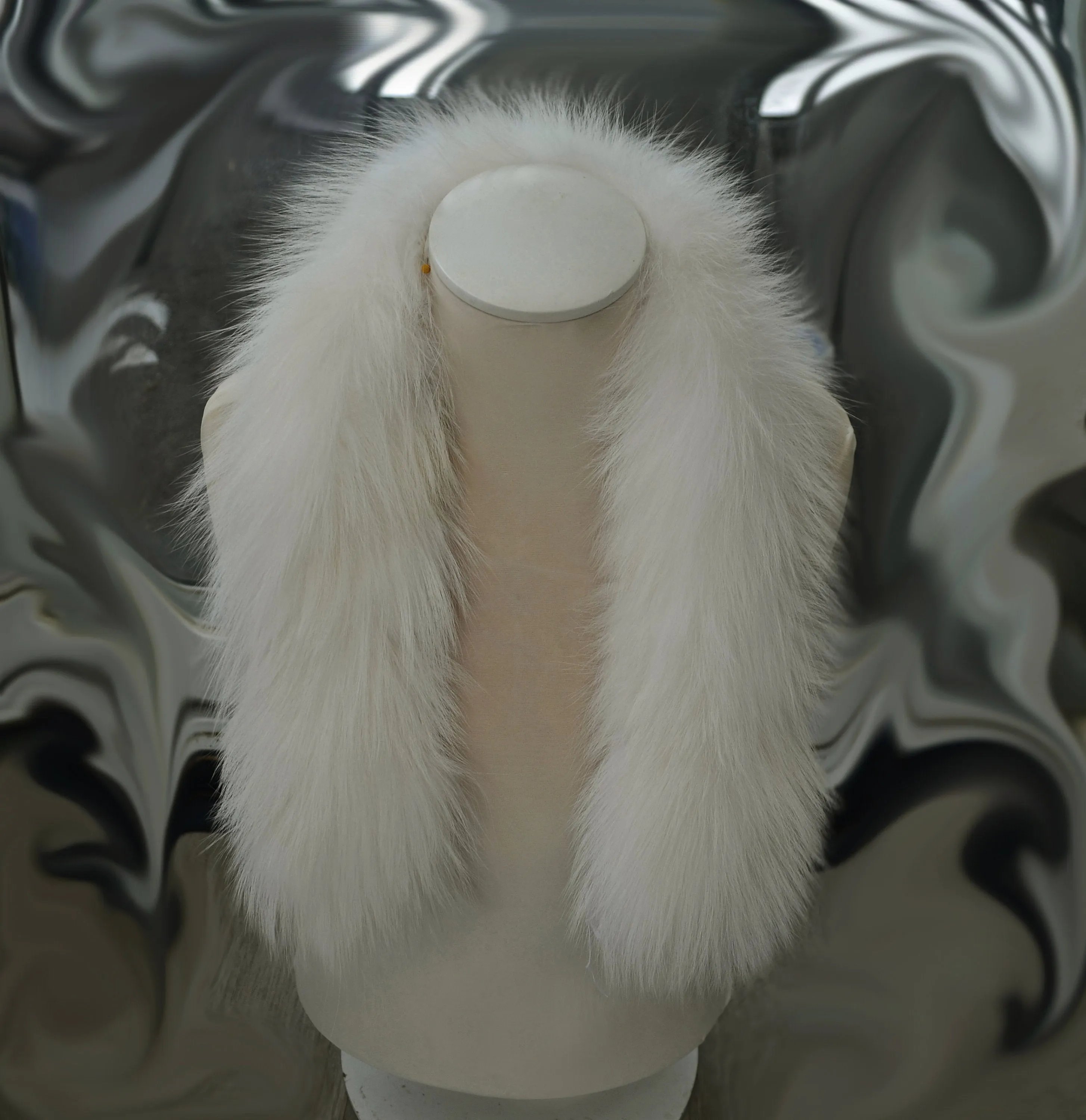 Large IVORY Fox Fur Trim, Collar for Hood (PIECES), 80 cm