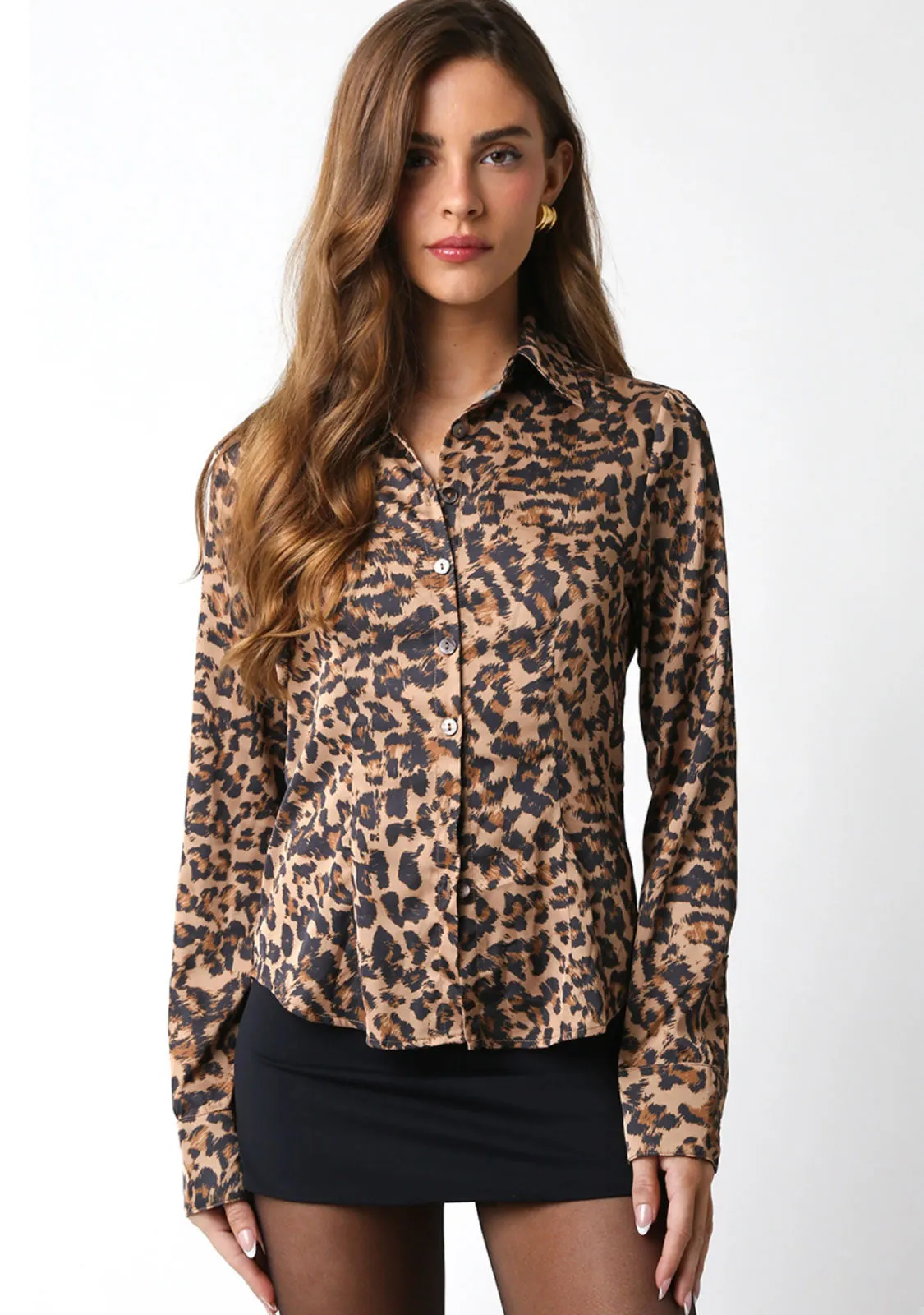 Leopard Print Button-Up Shirt