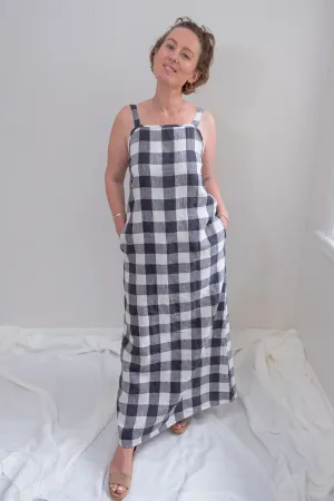 Linen Maxi Dress - Check