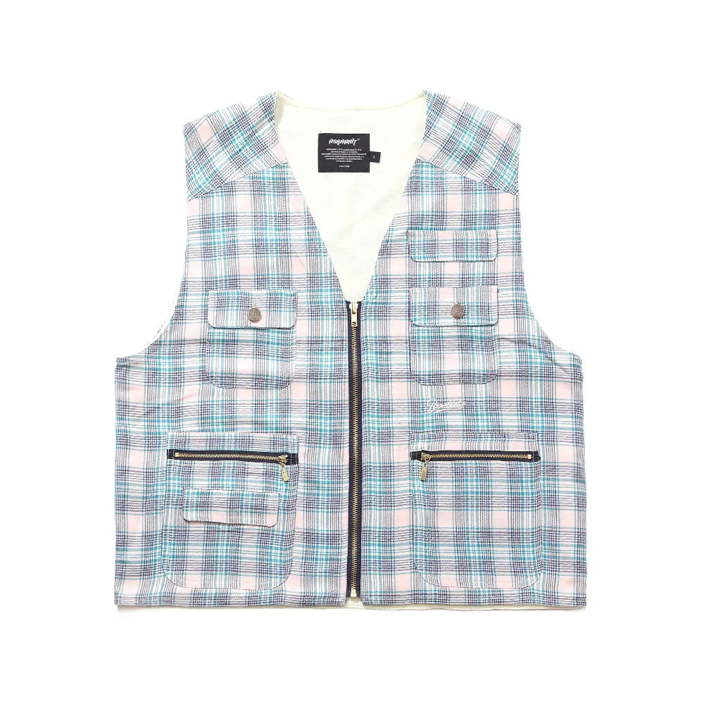 LOGO COTTON VEST PINK CHECK