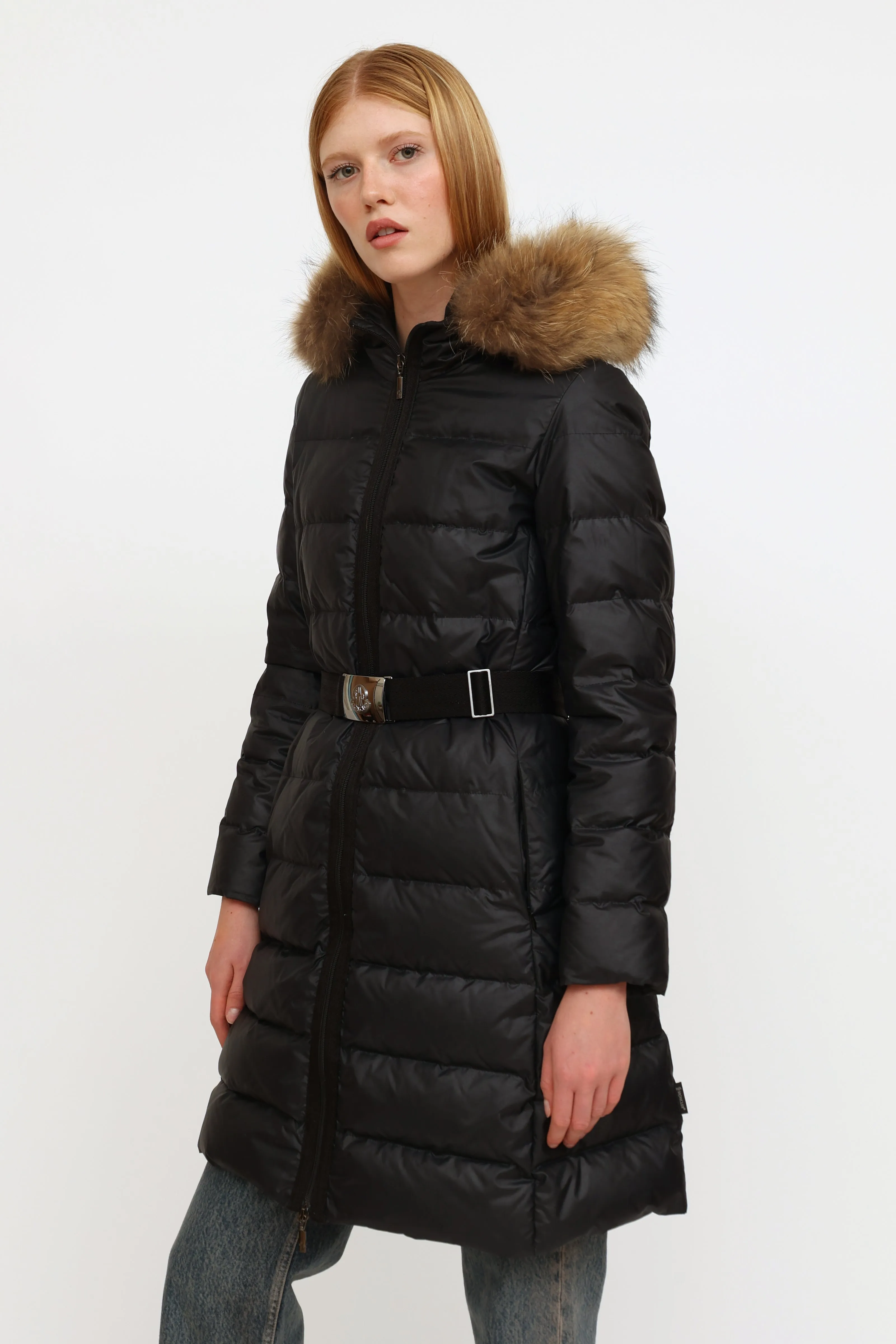 Navy Nantes Fur Trim Coat