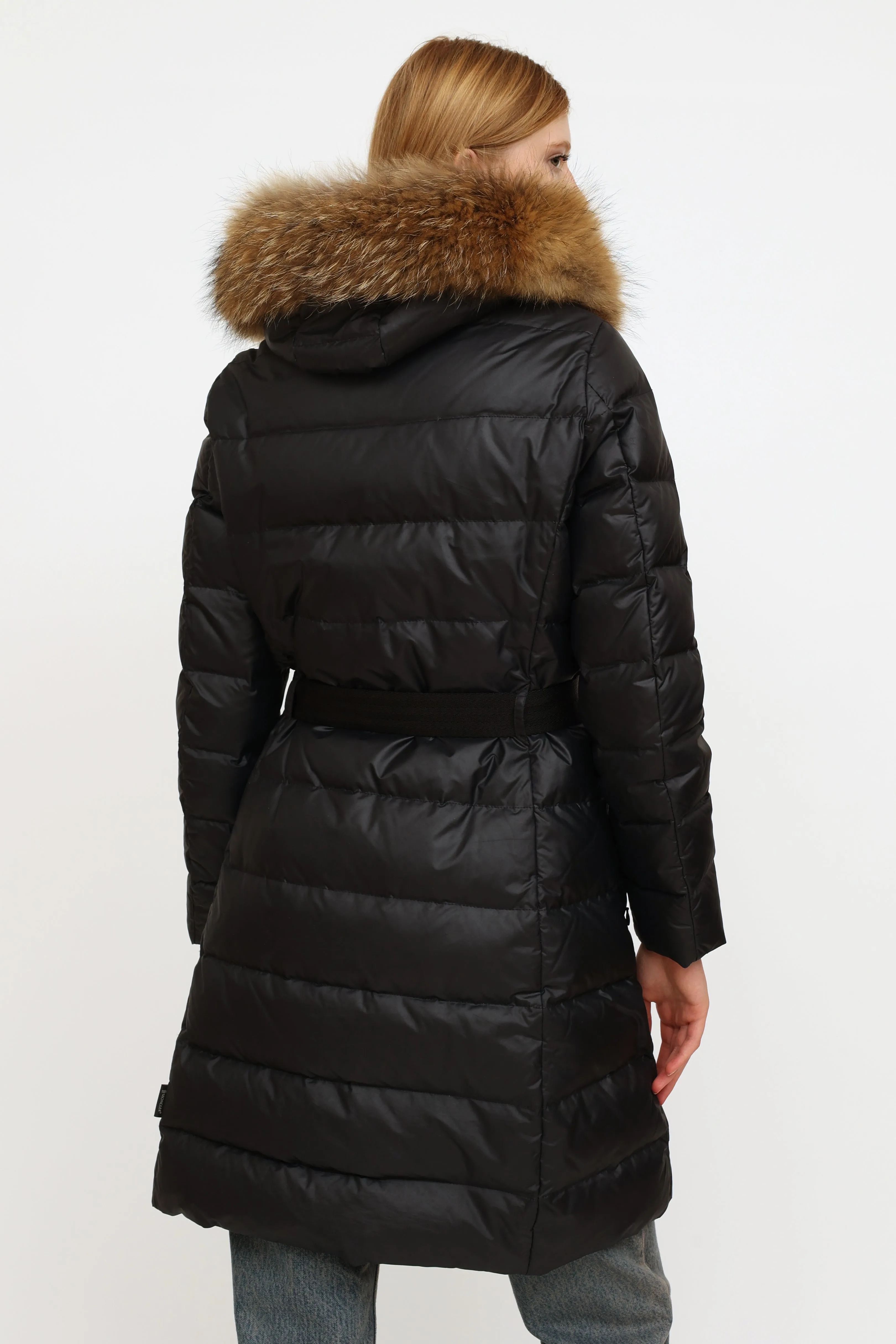 Navy Nantes Fur Trim Coat