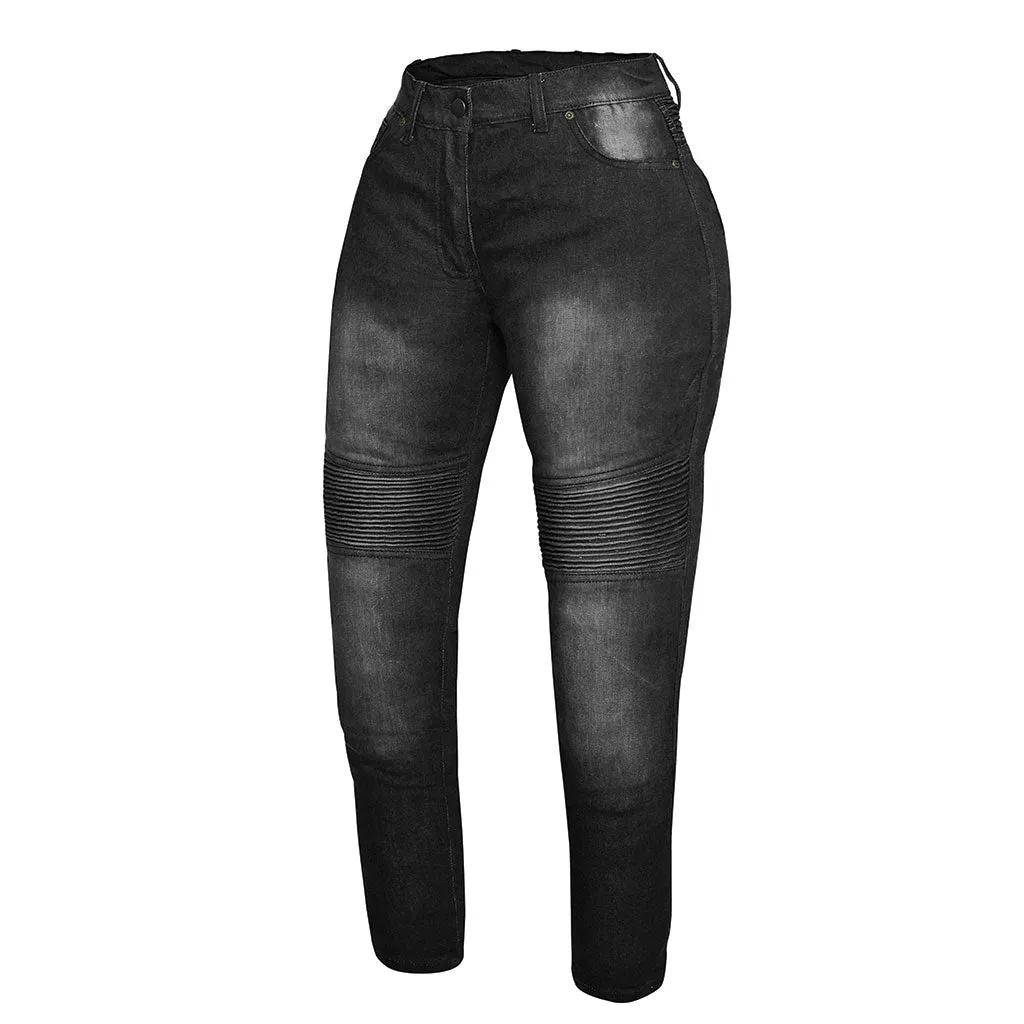 RIDERACT® Women's Bikers Style Jeans Black Reinforced with Aramid Fiber