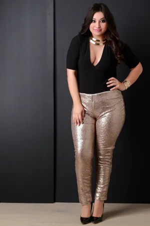 Sequin High Waist Pants