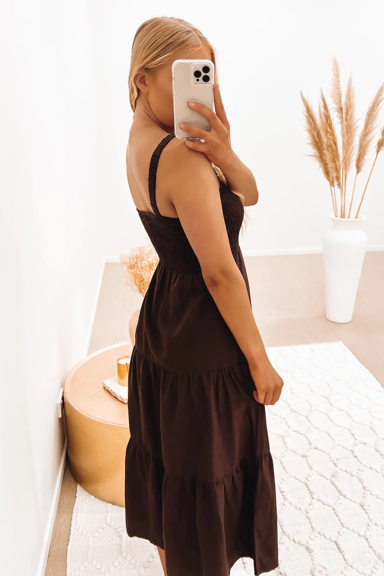 Sunny Bay Midi Dress Chocolate