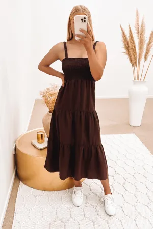 Sunny Bay Midi Dress Chocolate