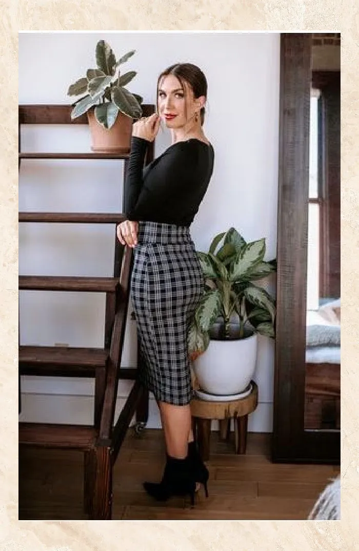 Veronica M. Ponti Plaid Pencil Skirt | "Sophie"