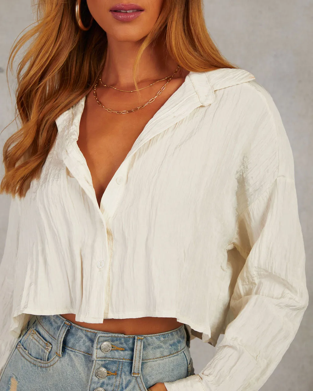 Ysabell Crop Button Down Top